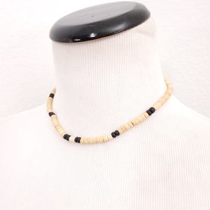 Wooden Bead necklace •natural & black